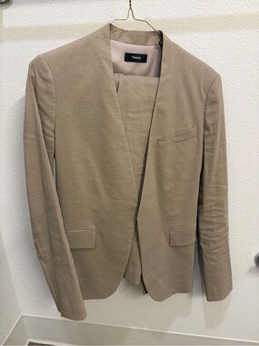 Theory Tan Open-Front Women's 2-Piece Pansuit